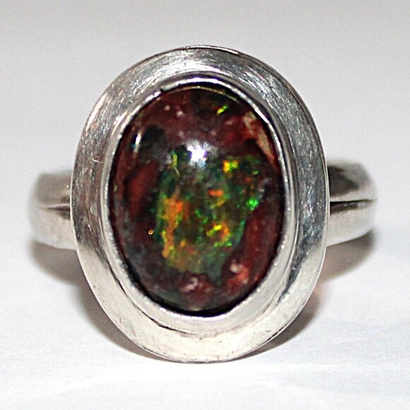 Jewelry - Sterling Silver Opal in Matrix Modern Geometric Ring